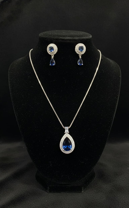 Elegant Teardrop Crystal Necklace & Earrings Set – 3 Color Options