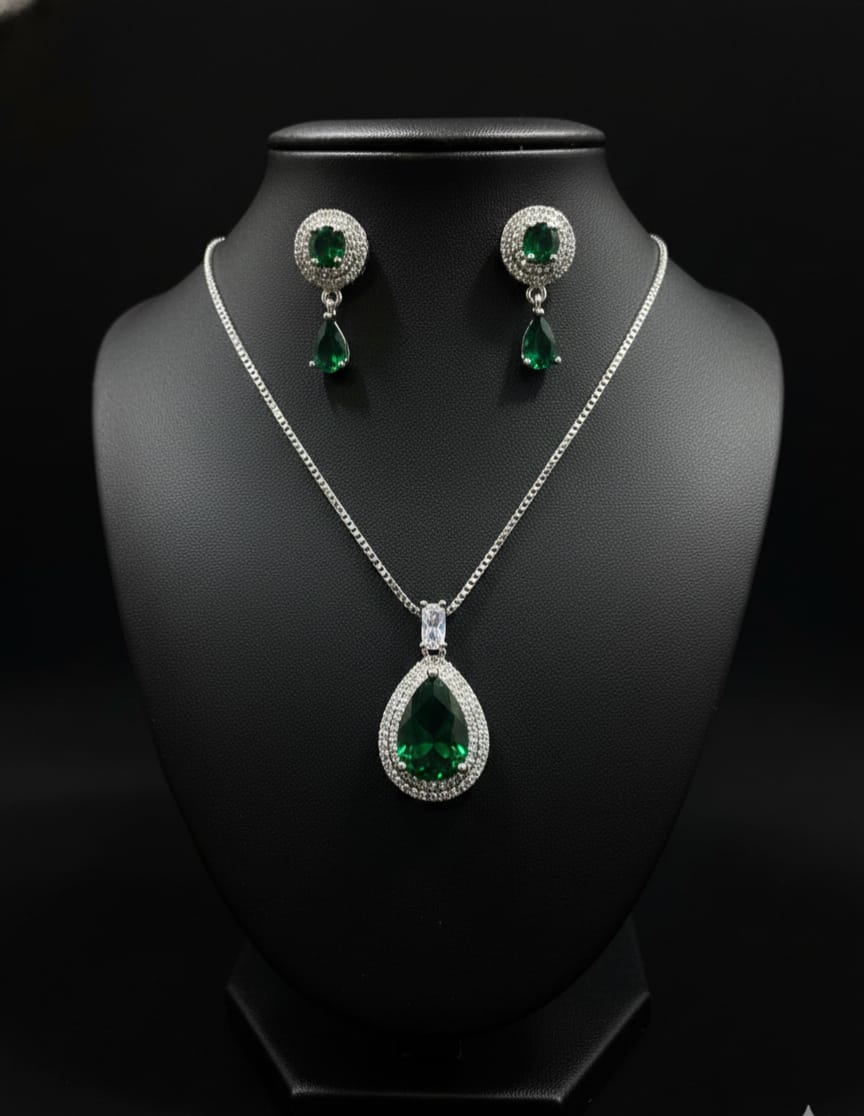 Elegant Teardrop Crystal Necklace & Earrings Set – 3 Color Options