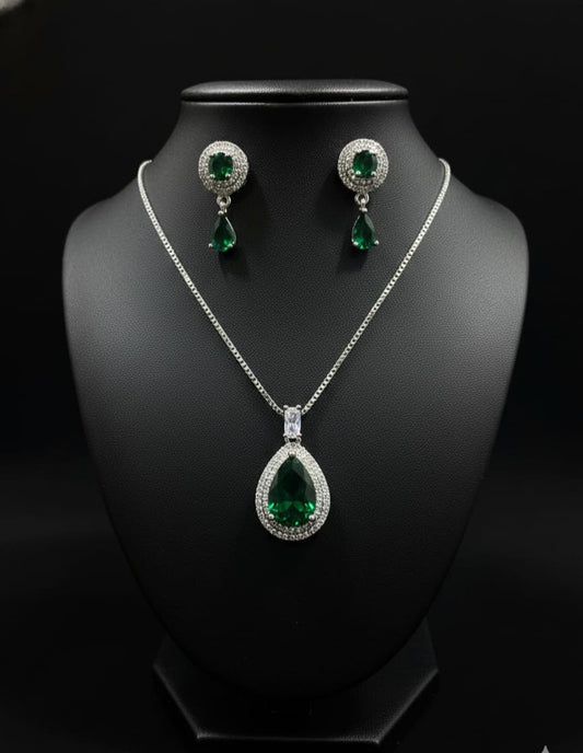 Elegant Teardrop Crystal Necklace & Earrings Set – 3 Color Options